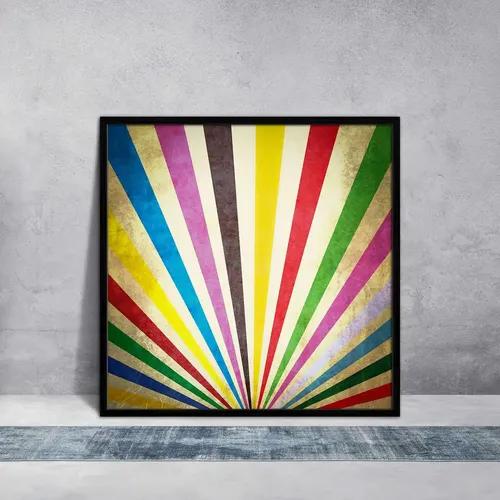 ArtzFolio Multi Color Grunge Sunbeams | Premium Canvas Painting for Bedroom & Living Room | Black Wood Frame | 12 x 12 inch (30 x 30 cms)