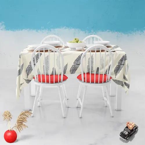 ArtzFolio Feathery | Table Cloth Cover for Dining & Center Table | Washable Waterproof Polyester Fabric | 8-Seater Table; 54 x 81 inch (137 x 206 cms)