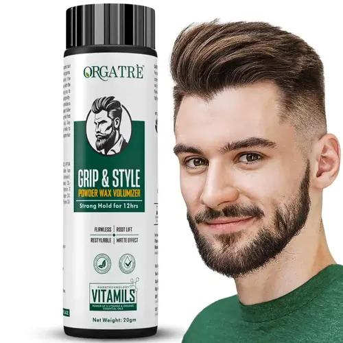 ORGATRE Grip and Style Hair Volumizing Powder Wax | Strong Hold For 12 Hrs Hair Wax | Matte Finish Hair Wax Powder | Hair Styling Powder Hair Wax men | Safe Hair Fiber Hair Powder for Men | 20 gm