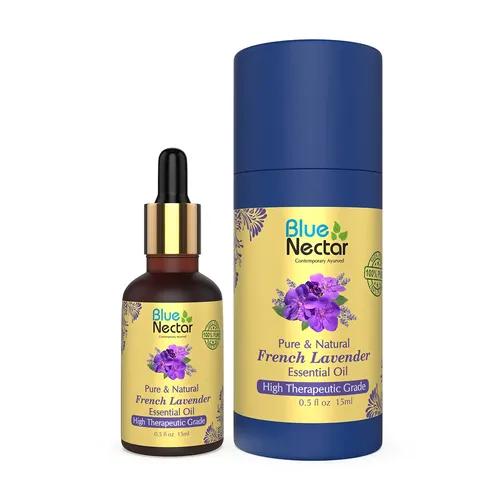 BLUE NECTAR Pure and Natural French Lavender Undiluted Essential Oil for Skin and Face care Hair growth Relaxing Sleep and Aroma Diffuser (15 ml)