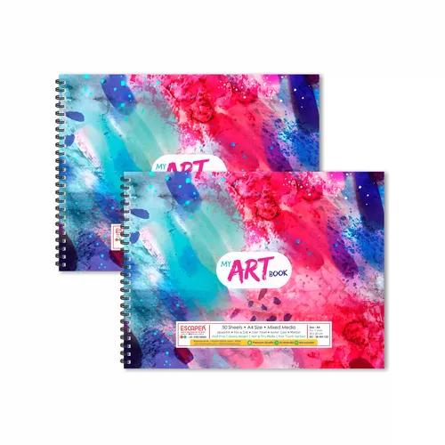 Pink Watercolor Theme Sketchbooks For Painting - Pack Of 2