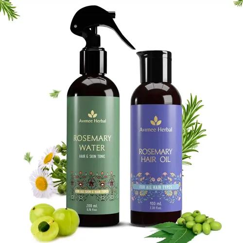 AVIMEE HERBAL Rosemary Super Saver Combo for Hair Growth & Hair Fall | Rosemary Water (200mL) | Rosemary Oil (100mL) | Super Saver Combo