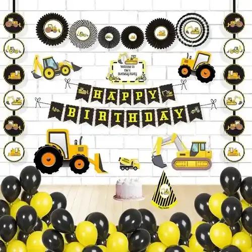 Untumble Construction Theme Birthday Decor For Boys - Pack Of 59