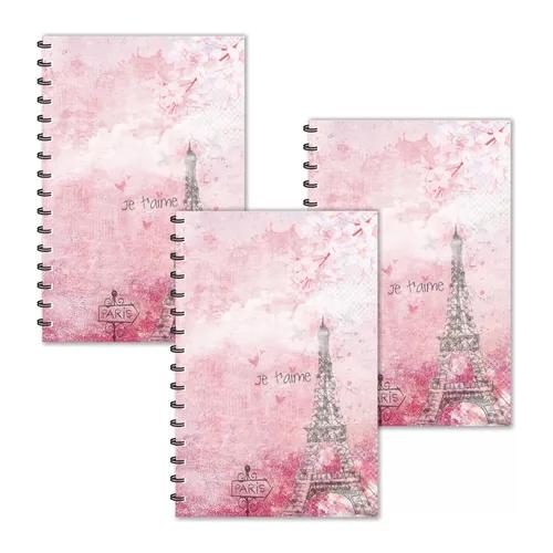 Pink Eiffel Tower Paris Ruled Diaries - Pack Of 3