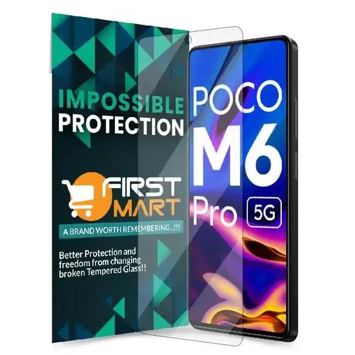 FIRST MART Screen Protector for Poco M6 Pro 5G, Redmi 12 and Redmi 12 5G - Impossible Fiber Case Friendly Screen Protection & Installation Kit (Crystal Clear)