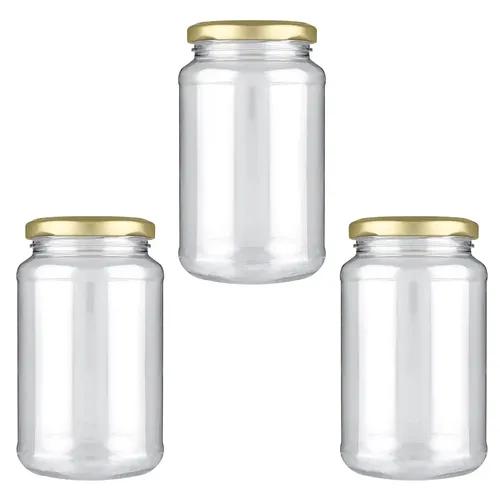 Pet Plastic Airtight Canister Set | Food grade and BPA free canisters | Durable & Shatterproof Body |Air tight seal & Stackable | Free from any kind of odor | Transparent - 225 ML (Pack of 3)