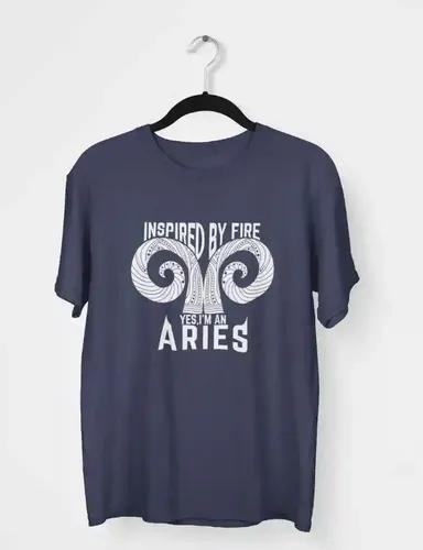 Aries - Inspired by Fire - Unisex Oversized T-Shirt - Navy Blue - S