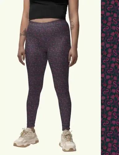 Midnight Magic - Printed Athleisure leggings for women with side pocket attached - XS