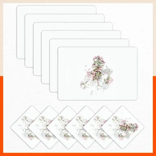 Polypropylene Table Mats & Coasters for Dining Table at Home (BLOSSOM - Set of 6)