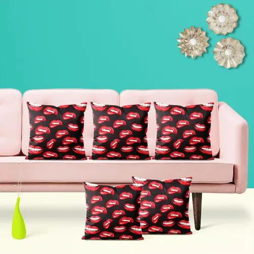 ArtzFolio Lips D1 | Decorative Cushion Cover for Bedroom & Living Room | Velvet Fabric | 12 x 12 inch (30 x 30 cms); Single Piece