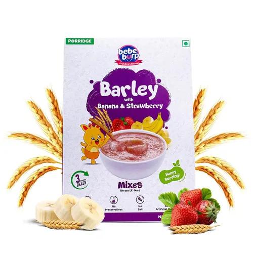 BE'BE' BURP Barley Cereals with Banana & Strawberry| No Sugar No Salt | No Artificial Preservatives & Flavours | Instant Cereal |Real Fruits & Vegetables | 200gm