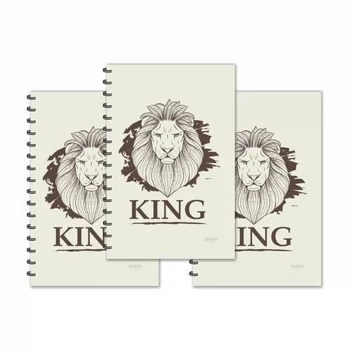 King - Lion Face Brown Designer Ruled Diaries - Pack Of 3