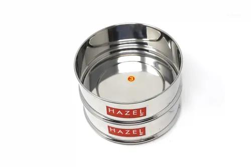 HAZEL Alfa Cooker Container | Cooker Vessel Set For 1150 Ml I Set Of 2 With Glossy Finish Stainless Steel Utensil Set | Rice Cooker Dabbas, Stackable Cooker Separators, Silver, 6 Liter