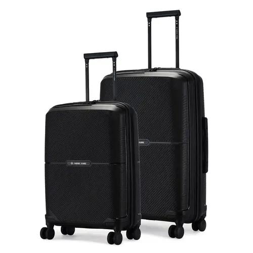 Nasher Miles Hawaii TSA Lock and Anti-Theft Hard-Sided Polypropylene Luggage Set of 2 Black Trolley Bags |Suitcase Set(55 & 65 cm)