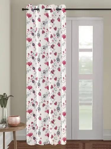 TRANCE HOME LINEN Floral Printed 100% Cotton 60-65% Room Darkening Long Door Curtain | 10 Feet Curtains for Living Room Bedroom Office|Eyelet Ring Parde (Red Wine - Set 1, 10ft Long Door Curtains)