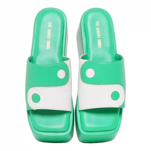 THE QUIRKY NAARI Yin Yang Platforms in Vibrant Jade Green Color - 6 UK