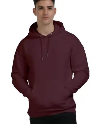 Everyday Essentials - Unisex Oversized Plain hooded sweatshirt hoodie - Maroon - S