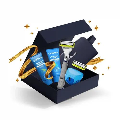 LetsShave Pro 7 Executive Set For Men | Pro 7 Razor, Face Wash And Face Scrub 30 Ml, Travel Pouch,Razor Cap | World First 7 Blade Razor