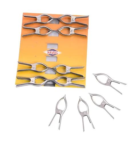 Hazel Round Clips Stainless Steel,Silver,12 pc Set