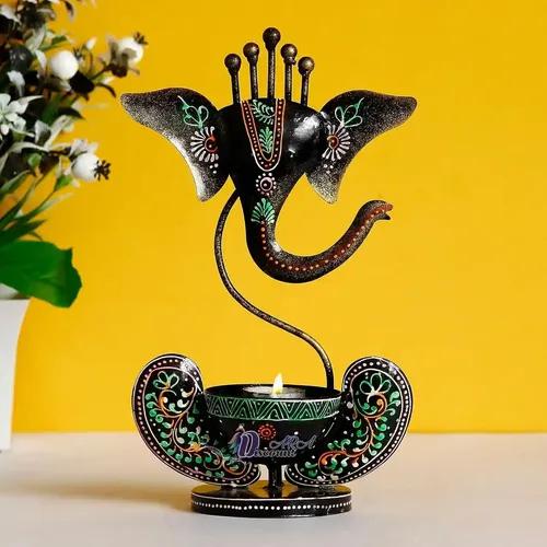 Dartistry Iron Tealight Holder For Home Decor - Figurine - Home Decorative Items/Home Decor Items For Living Room/Pooja Room Decoration Item - Gift Items/Diwali Gift Items