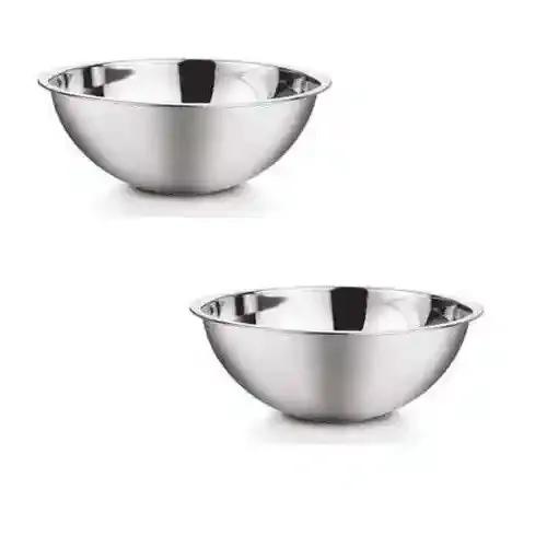 JVL Stainless Steel Oval Mixing Bowl Fruit Mixing Bowls for Kitchen Utensils- 2000 ml - 2Pc