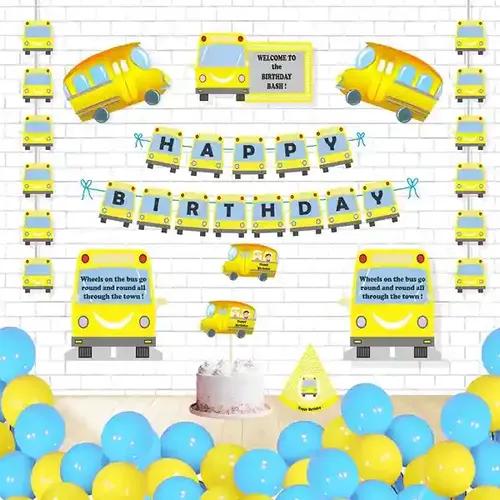 Wheels On The Bus Super Saver Birthday Decoration Kit (Pack Of 58 Pieces)