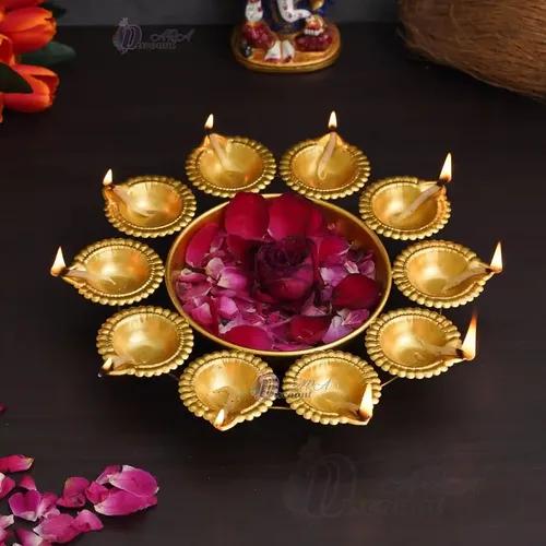 Dartistry Decorative Bowl/Metal Diya Decorative Items,Home Decor Items - Diwali Decorations for Home