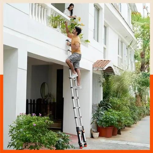 Bathla X-TEND 14.5 ft Aluminium Telescopic Ladder | Made in India (15 Step - 4.4 Mtr)