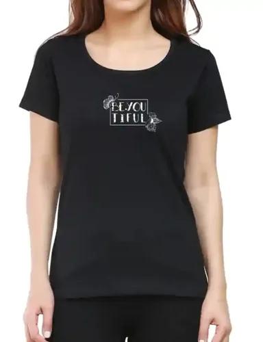 BeYOUtiful - Women's Regular Fit Black T-shirt - S