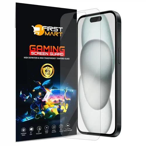 FIRST MART Gaming Screen Protector for iPhone 15 (6.1 Inch) Crystal Clear Impossible Fiber Case Friendly Protection with Easy Installation Kit| Gaming Crystal Clear