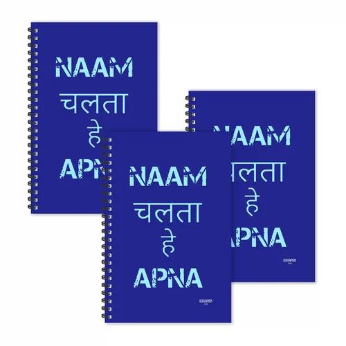 Naam Chalta Hai Apna Hindi Quotes Ruled Diaries - Pack Of 3