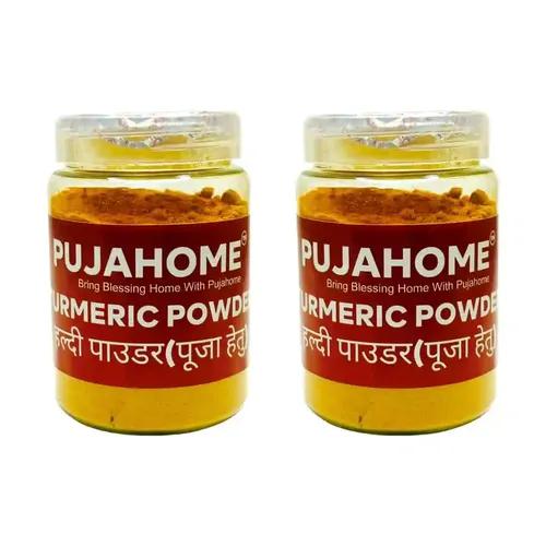 Pujahome Fresh Turmeric Root Powder for Puja Pure Haldi Powder (Pack of 2, 100 Grams Each)