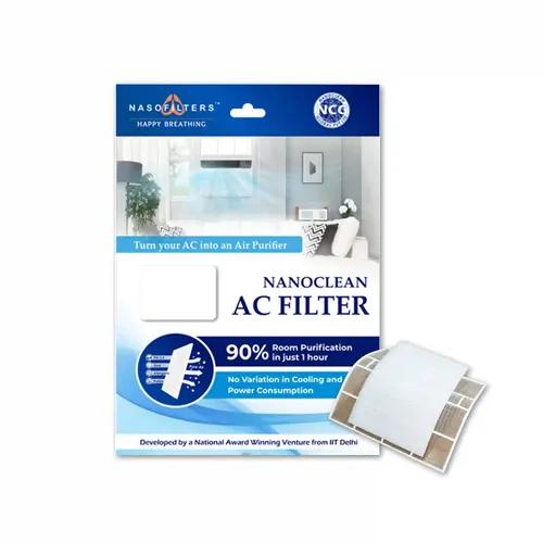 NANOCLEAN AC Filter with Nanofiber Technology for Removing Dust | Compatible with Window and Split AC, (Pack 2)