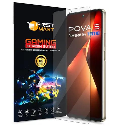 FIRST MART Gaming Screen Protector for TECNO Pova 5 (6.78 Inch) Crystal Clear Impossible Fiber Case Friendly Protection with Easy Installation Kit| Gaming Crystal Clear