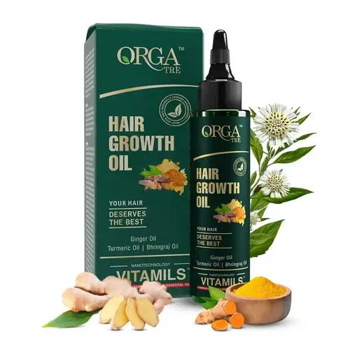 ORGATRE Hair Growth Oil - 100ml | Anti Hairfall & Hair Regrowth | 28 Natural Ingredients with Bhringraj & Brahmi | Paraben, Sulfate & Mineral Oil Free | Stronger, Thicker Hair for Men & Women