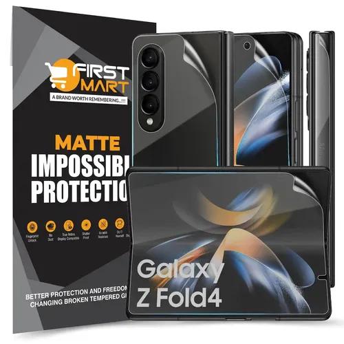 FIRST MART Screen Protector for Samsung Galaxy Z Fold4 5G - Front and Back Nano Fiber Unbreakable Membrane Case Friendly Full Edge to Edge Screen Coverage & Installation Kit (Matte)