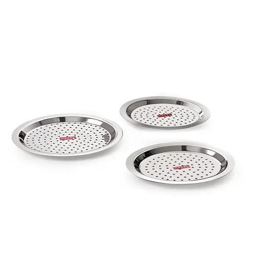 HAZEL Stainless Steel Cover Lid with Holes| Steel Cover Lids For Utensils |Steel Cover Hole Chiba for Tope, Kadhai, Pan, Pots, Set of 3