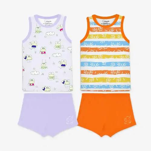 Snugkins Snug Wear Cotton Sleeveless T Shirts Top and Shorts Set ( Size 1 , 1-2 Year) - Set of 2