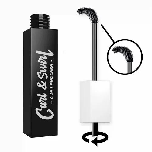 Bella Voste 2-in-1 Curl & Swirl Mascara - Enhanced Lash Volumizing and Curling, Deep Black, 9 ml