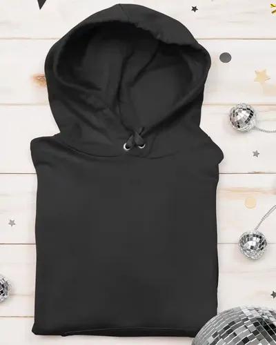 Women's Solid Color Fleece-Lined Cotton Hoodie /Winter Collection /  Black / M