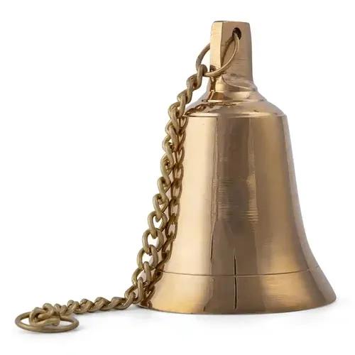 ALODIE - Hanging Bells for Pooja Room Decoration Items Brass Chain for Hanging Bell for Mandir Decor - Temple Bell for Home Door - Ghanti for Mandir Brass Bell Hanging - Bells for Decoration