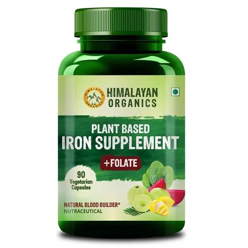 Vlado's Himalayan Organics Plant Based Iron Supplement With Folate | Boost Energy (90 Capsules)