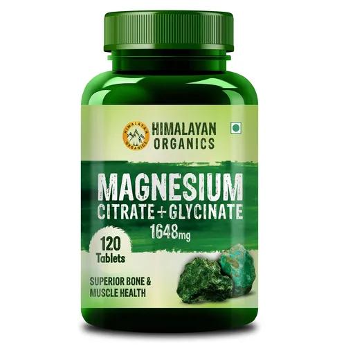 Vlado’s Himalayan Organics Magnesium Citrate + Glycinate + Oxide Complex 1648 mg Supplement For Men And Women | Boost Heart, Nerve & Muscle Health | Good For Strong Bones | Maintain Sugar Level - 120 Vegetarian Tablets