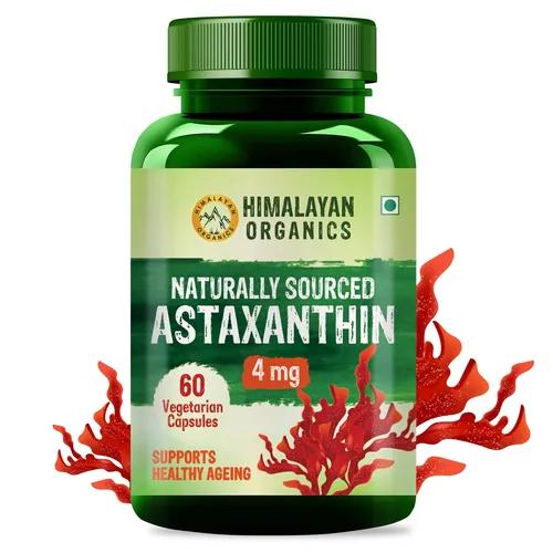 Vlado's Himalayan Organics Naturally Sourced Astaxanthin 4mg | Supports Antioxidant Brain,Eye & Skin Health | Improves Muscle Endurance & Recovery, Builds Immunity - Pack of 60 Veg Capsules