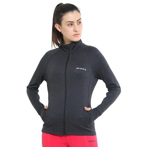 Summer High Neck Gym Full Zip Jacket For Women - Black (Medium)